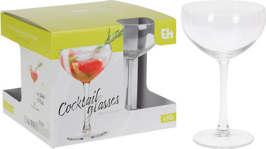 Excellent Houseware Set Gläser Cocktail/Trinken aus Glas Mit Stiel 240ml 4Stück