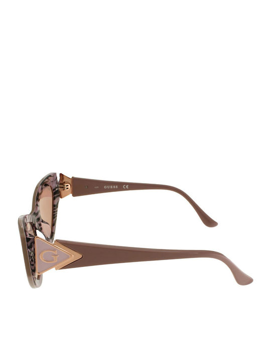Guess Feminini Ochelari de soare cu Bej Cadru și Roz Oglindă Lentilă GU7649 57G