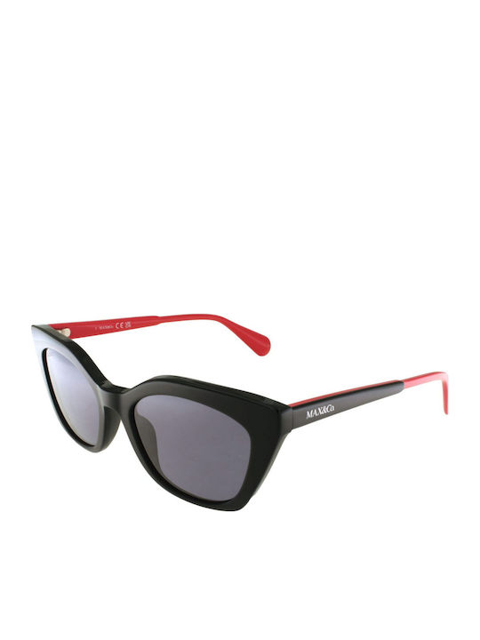 Max & Co Women's Sunglasses with Black Plastic Frame and Black Lens MO0002 01A