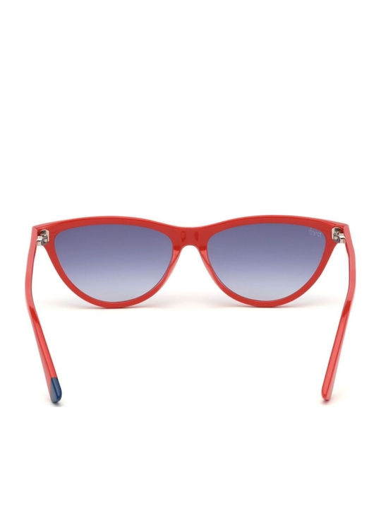 Web Women's Sunglasses with Red Plastic Frame and Blue Gradient Lens WE0264 66W