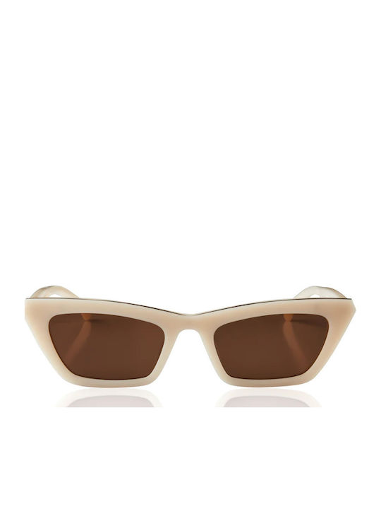 Oscar & Frank Fae Women's Sunglasses with Beige Plastic Frame and Brown Lens