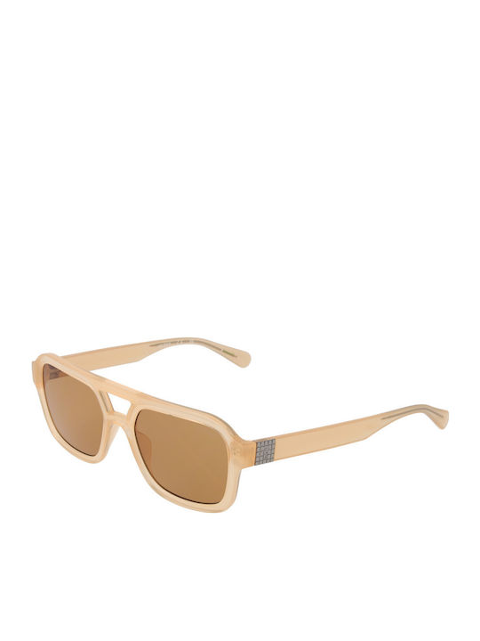 Guess Unisex Γυαλιά Ηλίου με Μπεζ Κοκκάλινο Σκελετό και Καφέ Φακό GU8259 57E
