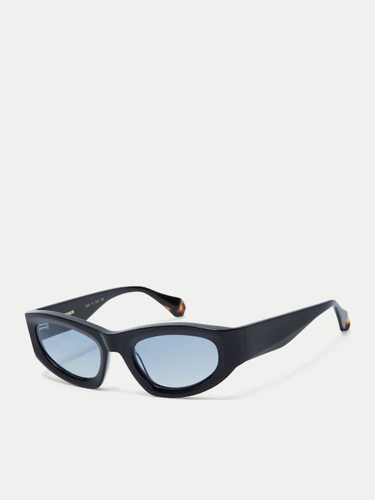 Gigi Barcelona Damen Sonnenbrille mit Schwarz Kunststoff Gestell und Hellblau Linse 6836/1