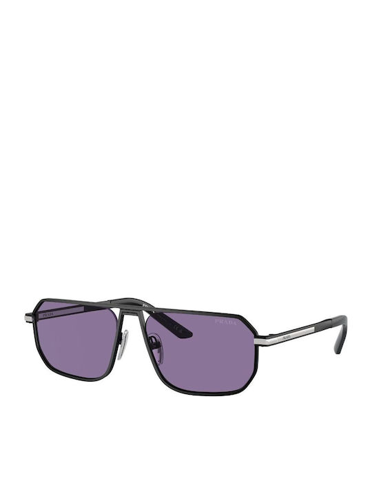 Prada Herren Sonnenbrille mit Schwarz Metall Gestell und Lila Linse