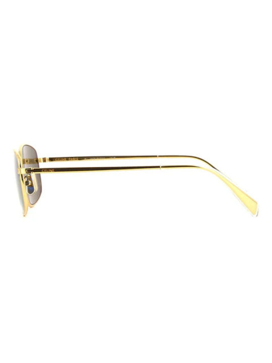 Celine Herren Sonnenbrille mit Gold Metall Gestell und Grün Linse CL40285U-30N