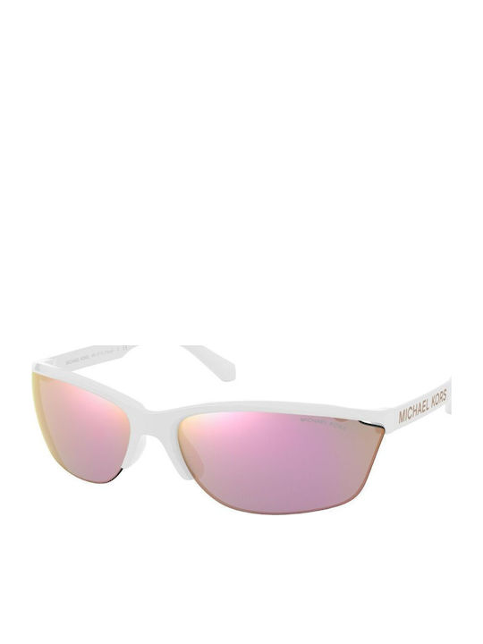 Michael Kors Playa Women's Sunglasses with White Plastic Frame and Pink Mirror Lens