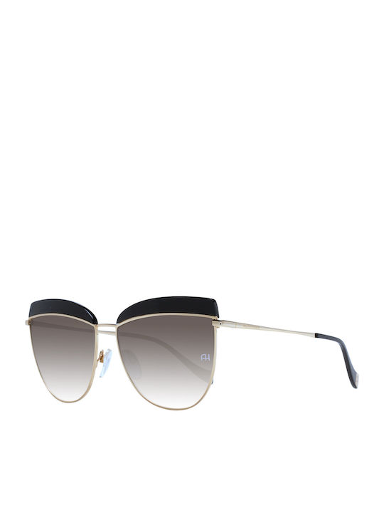 Ana Hickmann Women's Sunglasses with Black Metal Frame and Beige Gradient Mirror Lens