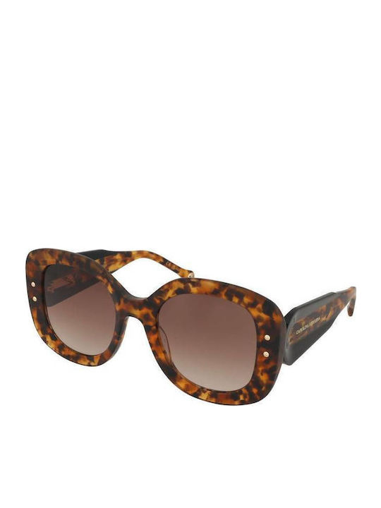Carolina Herrera Women's Sunglasses with Brown Tartaruga Plastic Frame and Brown Gradient Lens