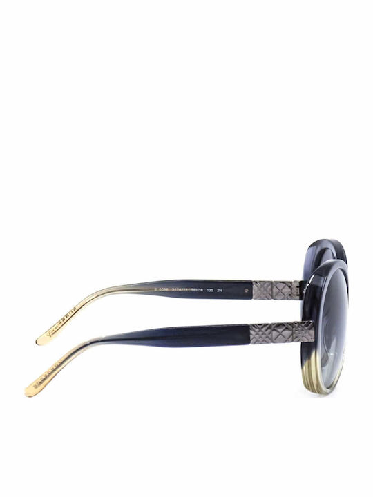 Burberry Women's Sunglasses with Black Horn-Rimmed Frame and Gray Gradient Lenses