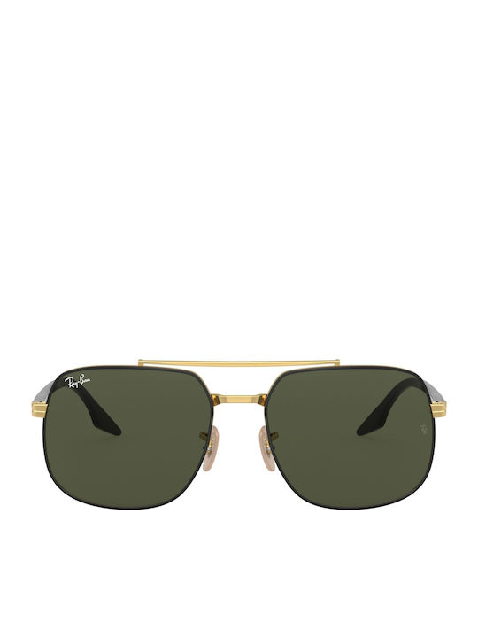 Ray Ban Unisex Sunglasses With Gold Metallic Frame And Green Lens