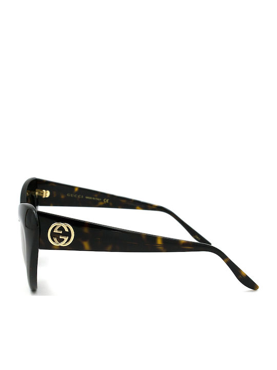 Gucci Γυναικεία Γυαλιά Ηλίου με Καφέ Ταρταρούγα Κοκκάλινο Σκελετό και Καφέ Φακό GG0895S 002