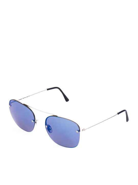 L.G.R. Maasai Unisex Γυαλιά Ηλίου με Ασημί Μεταλλικό Σκελετό και Μπλε Ντεγκραντέ Φακό