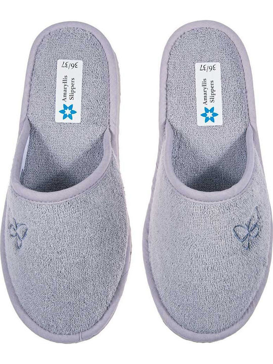 Πετσετέ Χειμερινές Γυναικείες Παντόφλες Grey Butterfly