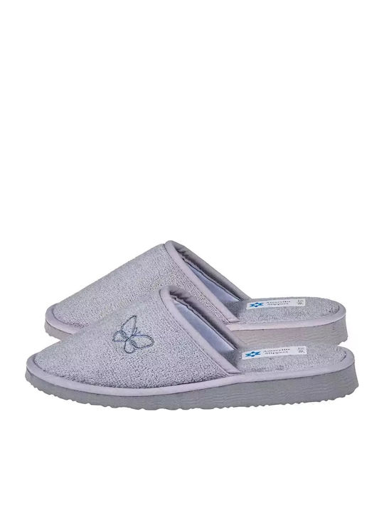 Πετσετέ Χειμερινές Γυναικείες Παντόφλες Grey Butterfly