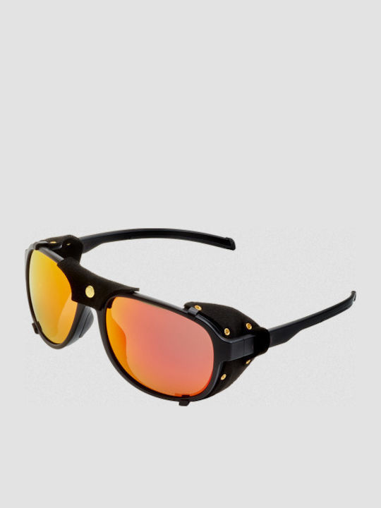 Cairn Unisex Sunglasses with Black Plastic Frame and Orange Polarized Mirror Lens