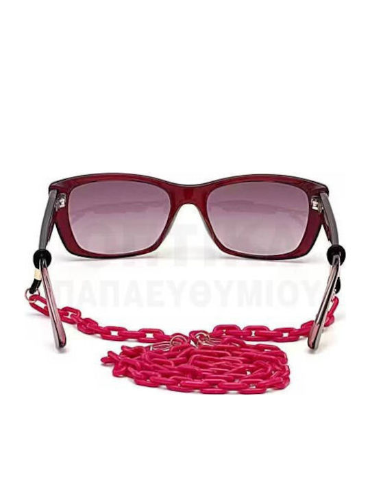 Guess Women's Sunglasses with Brown Tartaruga Horn-Rimmed Frame and Burgundy Lens GU7652 69T