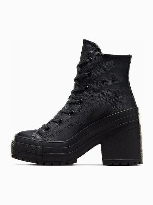 Chuck 70 De Luxe Ghete Dama Bocanci De Piele Cu Toc Înalt Negri