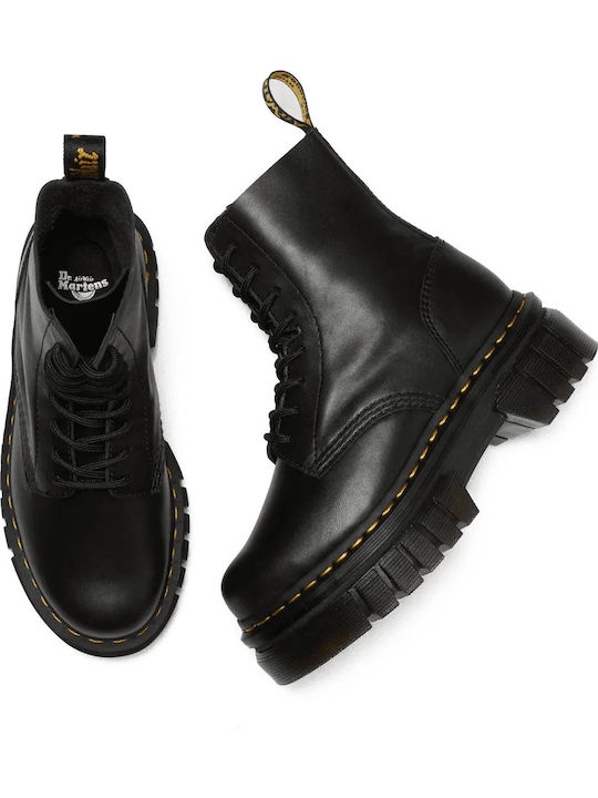 Audrick 8-Eye Leather Women's Ankle Boots with Medium Heel Black