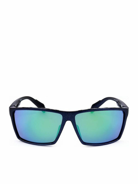 adidas Men's Sunglasses with Navy Blue Plastic Frame and Blue Mirror Lens SP0010 91Q