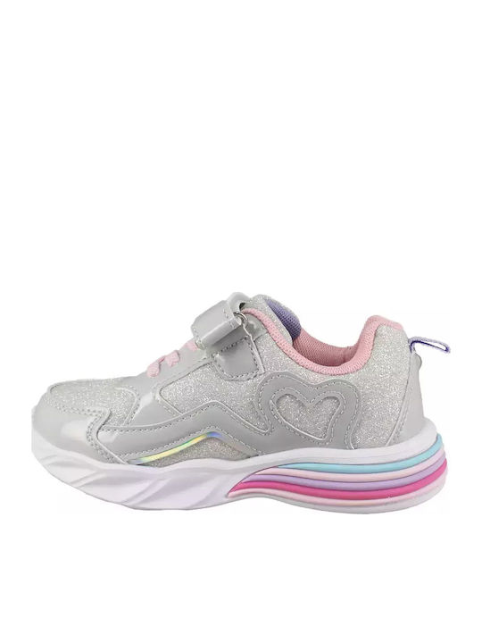Παιδικά Sneakers Ανατομικά με Φωτάκια Ασημί