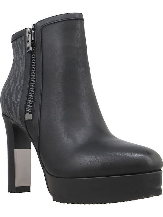 Liana Leather Women's Ankle Boots with High Heel Black