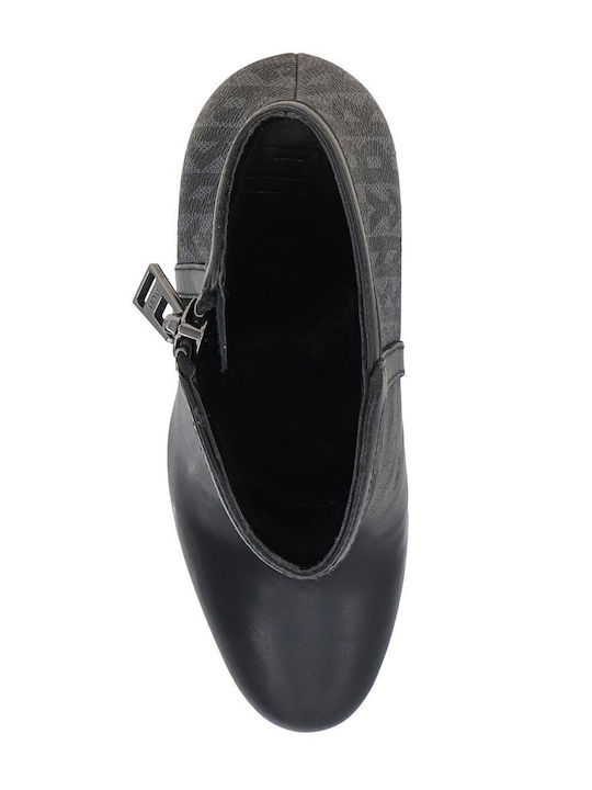 Liana Leather Women's Ankle Boots with High Heel Black