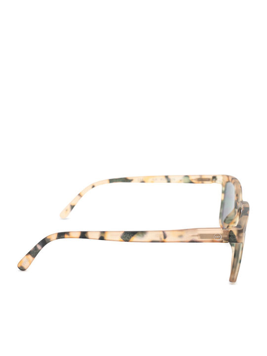Izipizi Unisex Sunglasses with Brown Tartaruga Plastic Frame and Black Lens
