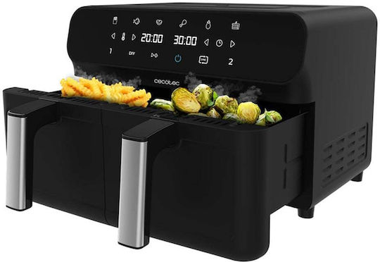 Cecotec Cecofry Advance 9000 Heißluftfritteuse mit Doppel-Abnehmbarer Korb 9Es Schwarz