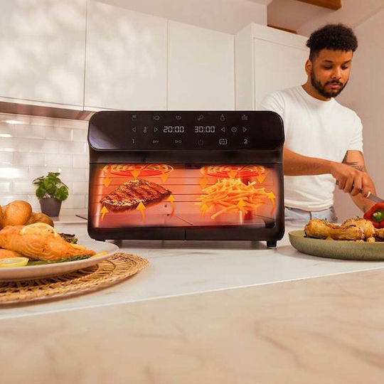 Cecotec Cecofry Advance 9000 Heißluftfritteuse mit Doppel-Abnehmbarer Korb 9Es Schwarz
