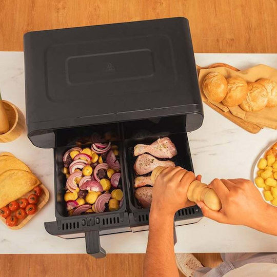 Cecotec Cecofry Advance 9000 Heißluftfritteuse mit Doppel-Abnehmbarer Korb 9Es Schwarz