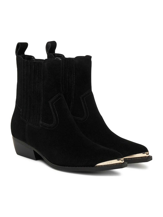 Suede Γυναικεία Μποτάκια Cowboy Μαύρα