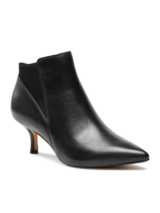 Violet55 Leather Women's Ankle Boots with Medium Heel Black