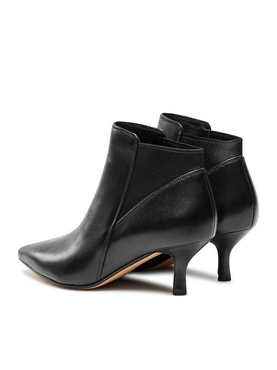 Violet55 Leather Women's Ankle Boots with Medium Heel Black