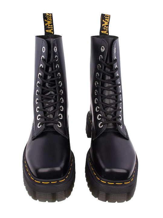 1490 Quad Leather Women's Ankle Boots with Medium Heel Black