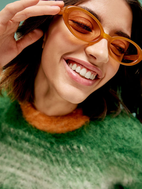 Women's Sunglasses with Green Plastic Frame and Gray Lens 1723-02