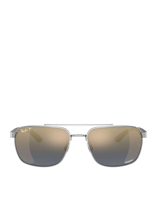 Ray Ban Chromance Men's Sunglasses with Silver Frame and Blue Polarized Mirror Lens RB3701 003/J0