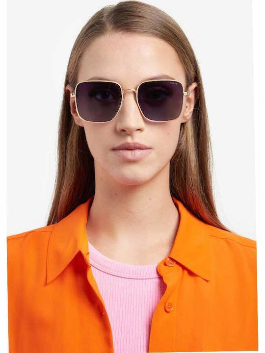 Polaroid Women's Sunglasses with Gold Metallic Frame and Grey Gradient Polarized Lenses PLD6194/S/X J5G/WJ