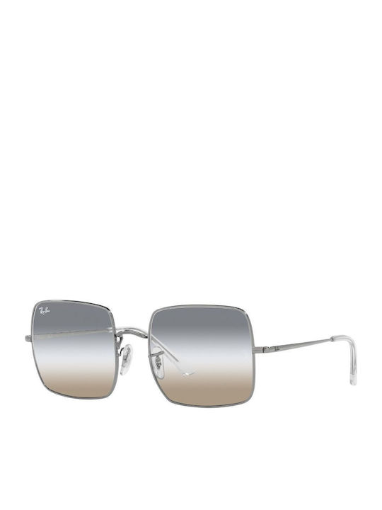 Ray Ban Квадратни Дамски Слънчеви Очила с Сребърна Метална Рамка и Сиви Преливащи Стъкла
