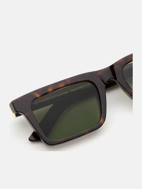 Retrosuperfuture 1968 Unisex Sunglasses with Brown Tartaruga Plastic Frame and Green Lens