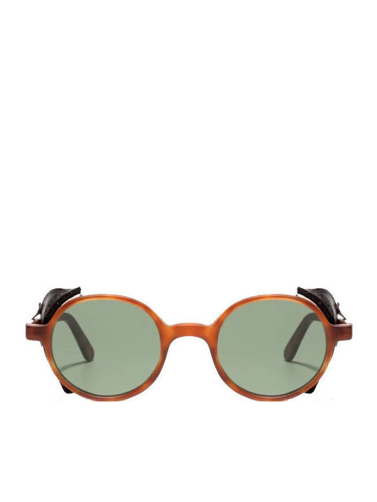L.G.R. Reunion Flap Unisex Ochelari de soare cu Maro Tortoise Cadru și Verde Lentilă