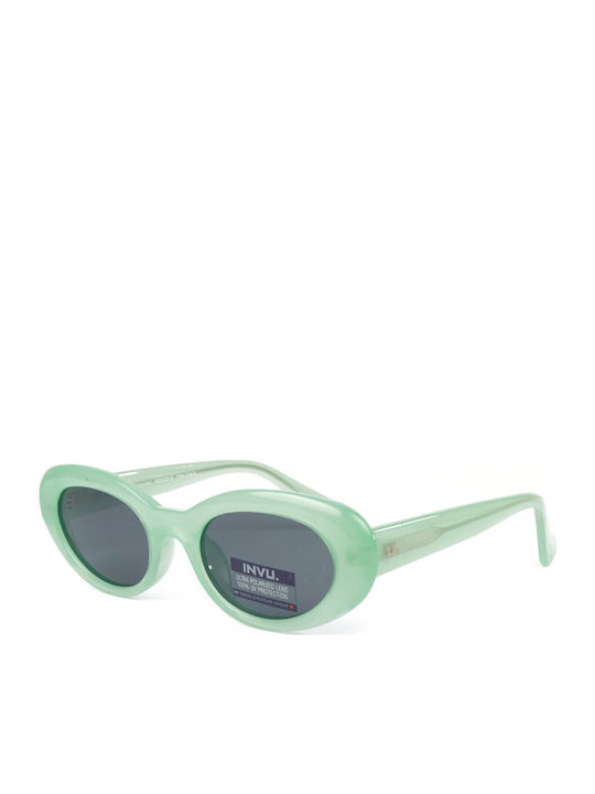 Invu Women's Sunglasses with Green Plastic Frame and Gray Polarized Lens IB22433D