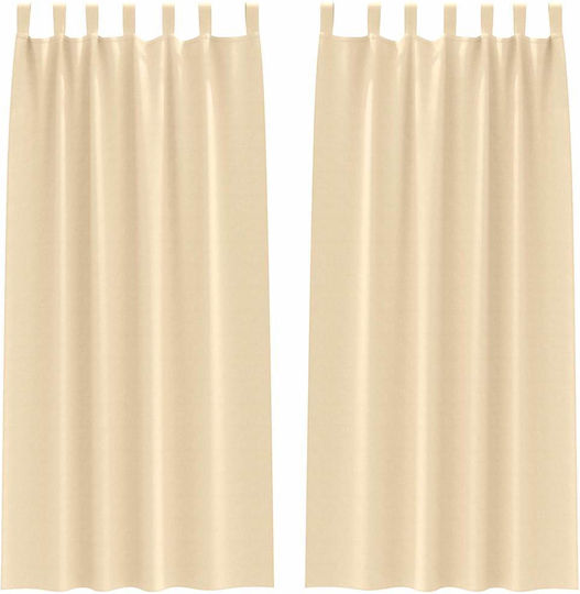 vidaXL Set Curtains with Tab Tops Beige 140x225cm