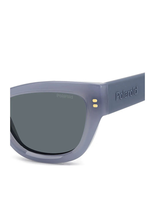 Polaroid Women's Sunglasses with Blue Plastic Frame and Gray Lens PLD6237/S/X MVU/C3