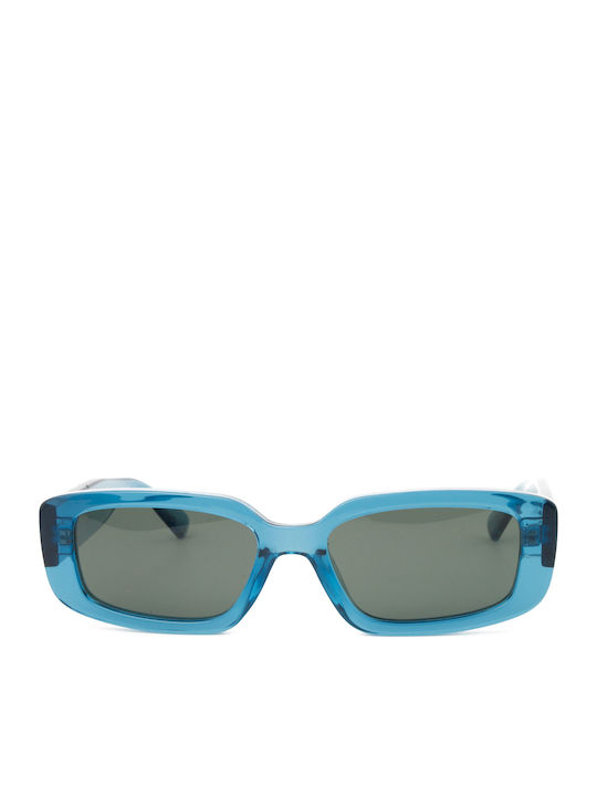 Meller Women's Sunglasses with Blue Plastic Frame and Green Lens AKI-OCEANOLI