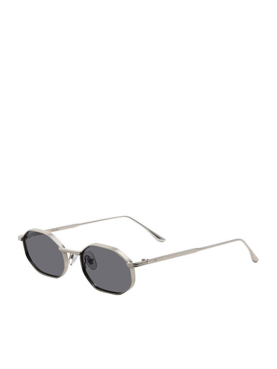 Massa Unisex Sonnenbrille mit Silber Metall Gestell und Schwarz Spiegel Linse