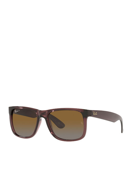 Ray Ban Justin Unisex Ochelari de soare cu Violet Cadru și Maro Degrade Polarized Lentilă RB4165 6597/T5