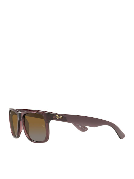 Ray Ban Justin Unisex Ochelari de soare cu Violet Cadru și Maro Degrade Polarized Lentilă RB4165 6597/T5