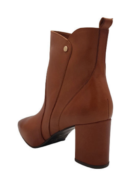 Leather Women's Ankle Boots Tabac Brown