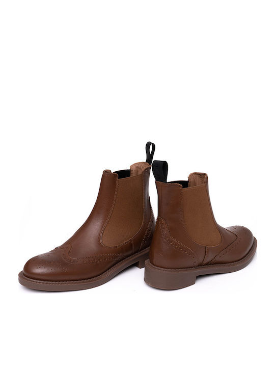 Leather Women's Ankle Boots Tabac Brown