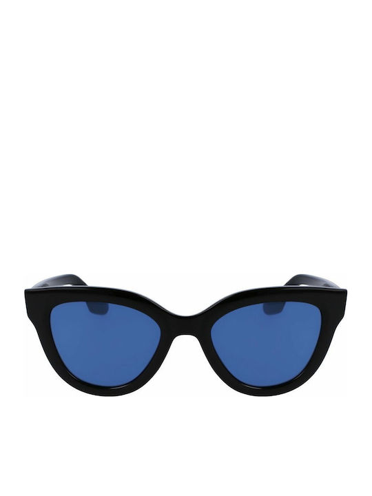 Victoria Beckham Damen Sonnenbrille mit Schwarz Kunststoff Gestell und Blau Linse